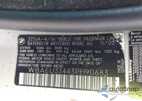 2003 BMW 325Xi from USA, damaged, VIN WBAEU33443PH90683